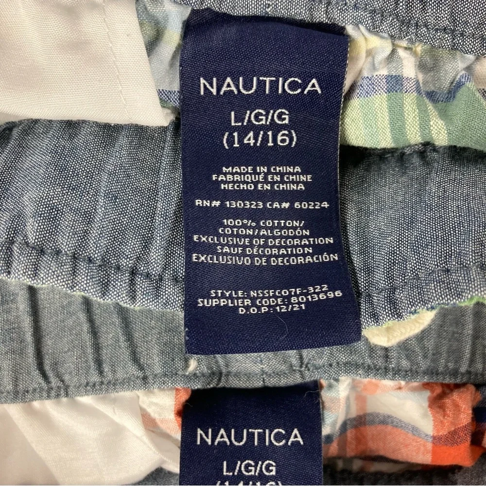 Set of 4 Nautica Plaid & Nautical Patterned Elastic Waist Shorts Boys' Sz 14/16 - Picture 13 of 14